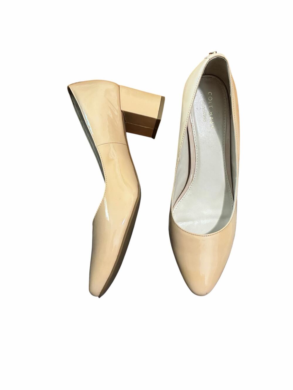 Cole Haan Womens Beige Nude Block Heel Pumps Size 7.5 Classic Chic